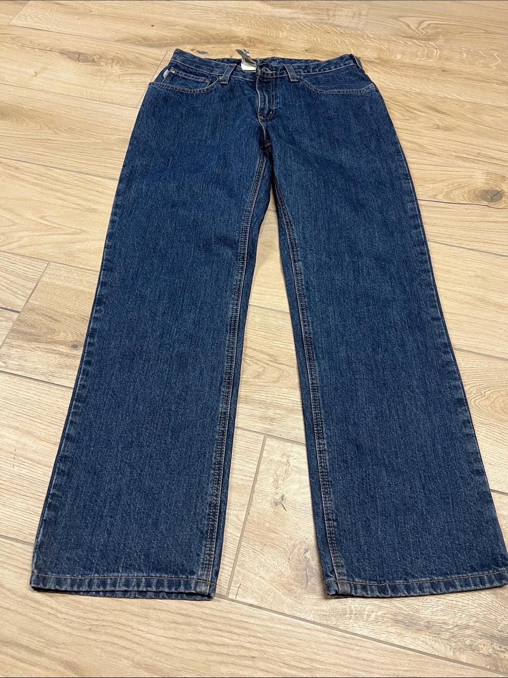 Carhartt Women's Straight-Leg Jeans in Dark Blue Denim